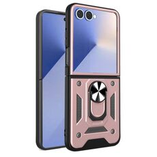 Per Samsung Galaxy Z Flip7 Armor Magnetic Bracket TPU+PC Custodia per telefono (oro rosa)