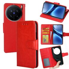 Per vivo X200 Pro 5G Custodia in pelle con texture di cristallo (rosso)