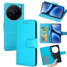 Per vivo X200 Pro 5G Custodia in pelle con texture di cristallo (blu cielo)