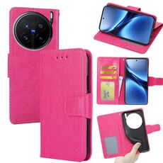 Per vivo X200 Pro 5G Custodia in pelle con texture di cristallo (rosso rosa)