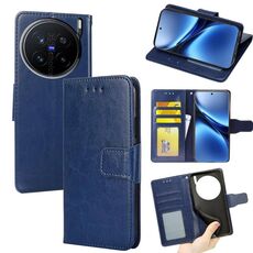 Per vivo X200 Pro 5G Custodia in pelle con texture di cristallo (blu reale)