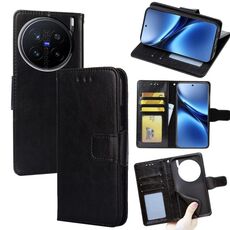 Per vivo X200 Pro 5G Custodia in pelle con texture di cristallo (nero)