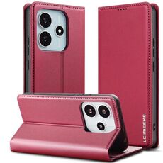 Per Redmi Note 14 4G 164,84 mm LC.IMEEKE L1 Series Custodia per telefono in PU con texture fine e smerigliata (rosso)