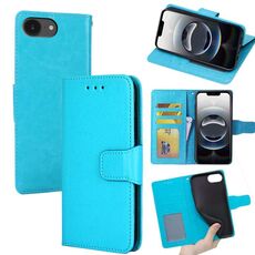 Per iPhone 16e Custodia per telefono in pelle con texture di cristallo (azzurro cielo)
