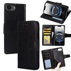 Per iPhone 16e Custodia in pelle con texture di cristallo (nero)
