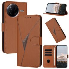 Per Redmi K80 / Xiaomi Poco F7 Pro Custodia in pelle con fibbia a motivo triangolare (marrone)