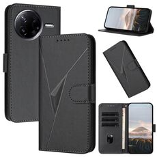 Per Redmi K80 / Xiaomi Poco F7 Pro Custodia per telefono in pelle con fibbia a motivo triangolare (nero)