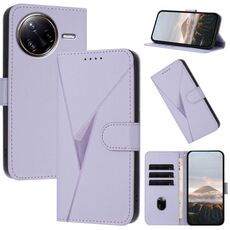 Per Redmi K80 Pro / Xiaomi Poco F7 Ultra Custodia per telefono in pelle con fibbia a motivo triangolare (viola chiaro)