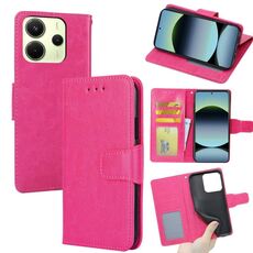 Per Redmi Note 14 4G 163,25 mm Custodia in pelle con texture di cristallo (rosso rosa)