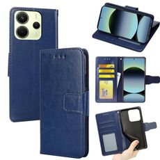Per Redmi Note 14 4G 163,25 mm Custodia in pelle con texture di cristallo (blu reale)