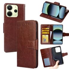Per Redmi Note 14 4G 163,25 mm Custodia in pelle con texture di cristallo (marrone)
