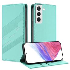 Per Samsung Galaxy S22 5G Custodia per telefono in pelle retrò con portafoglio multifunzionale in rilievo (verde menta)