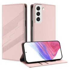 Per Samsung Galaxy S22 5G Custodia per telefono in pelle retrò con portafoglio multifunzionale in rilievo (rosa)