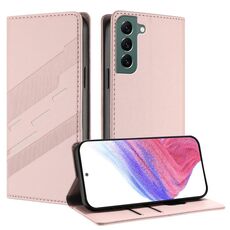 Per Samsung Galaxy S22+ 5G Custodia per telefono in pelle retrò con portafoglio multifunzionale in rilievo (rosa)