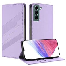 Per Samsung Galaxy S22+ 5G Custodia per telefono in pelle retrò con portafoglio multifunzionale in rilievo (viola chiaro)