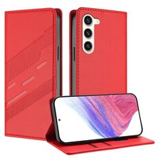Per Samsung Galaxy S23 5G Custodia per telefono in pelle retrò con portafoglio multifunzionale in rilievo (rosso)