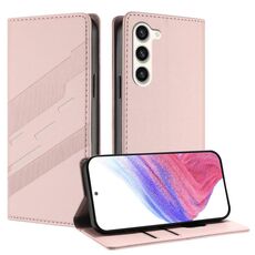 Per Samsung Galaxy S23 5G Custodia per telefono in pelle retrò con portafoglio multifunzionale in rilievo (rosa)