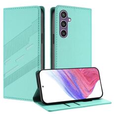 Per Samsung Galaxy S23 FE 5G Custodia per telefono in pelle retrò con portafoglio multifunzionale in rilievo (verde menta)