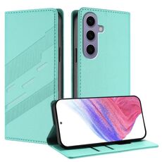 Per Samsung Galaxy S24 5G Custodia per telefono in pelle retrò con portafoglio multifunzionale in rilievo (verde menta)