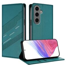 Per Samsung Galaxy S24+ 5G Custodia per telefono in pelle retrò con portafoglio multifunzionale in rilievo (verde scuro)