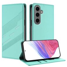 Per Samsung Galaxy S24+ 5G Custodia per telefono in pelle retrò con portafoglio multifunzionale in rilievo (verde menta)