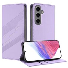 Per Samsung Galaxy S24+ 5G Custodia per telefono in pelle retrò con portafoglio multifunzionale in rilievo (viola chiaro)