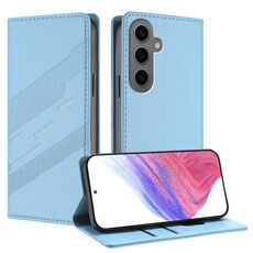 Per Samsung Galaxy S24+ 5G Custodia per telefono in pelle retrò con portafoglio multifunzionale in rilievo (azzurro chiaro)