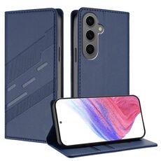 Per Samsung Galaxy S24+ 5G Custodia per telefono in pelle retrò con portafoglio multifunzionale in rilievo (blu scuro)