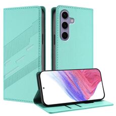 Per Samsung Galaxy S25 5G Custodia per telefono in pelle retrò con portafoglio multifunzionale in rilievo (verde menta)