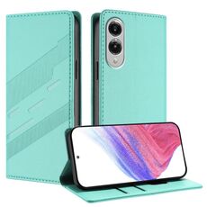 Per Samsung Galaxy S25 Edge 5G Custodia per telefono in pelle retrò con portafoglio multifunzionale in rilievo (verde menta)
