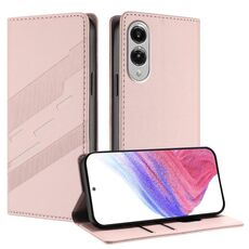 Per Samsung Galaxy S25 Edge 5G Custodia per telefono in pelle retrò con portafoglio multifunzionale in rilievo (rosa)