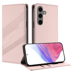 Per Samsung Galaxy S25+ 5G Custodia per telefono in pelle retrò con portafoglio multifunzionale in rilievo (rosa)