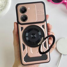 Per Xiaomi Poco X7 Pro 5G Armor Supporto Rotante MagSafe Custodia per Telefono (Oro Rosa)