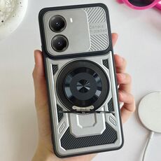 Per Xiaomi Poco X7 Pro 5G Armor Supporto Rotante MagSafe Custodia per Telefono (Grigio)
