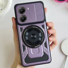 Per Xiaomi Poco X7 Pro 5G Armor Supporto Rotante MagSafe Custodia per Telefono (Viola)