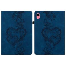 Per iPad 2025/2022 Custodia per tablet intelligente in pelle goffrata Love Hearts (blu scuro)
