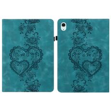 Per iPad Air 11 2025/2024 Custodia per tablet intelligente in pelle goffrata con cuoricini (verde)