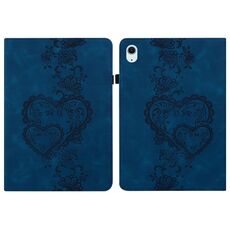 Per iPad Air 11 2025/2024 Custodia per tablet intelligente in pelle goffrata con cuoricini (blu scuro)