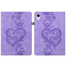 Per iPad mini 6 / mini 2024 Custodia per tablet intelligente in pelle goffrata con cuoricini (viola)