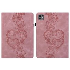 Per iPad Pro 11 2024 Custodia per tablet intelligente in pelle goffrata Love Hearts (rosa)