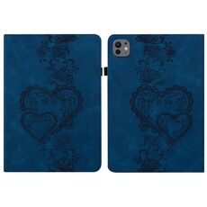 Per iPad Pro 11 2024 Custodia per tablet intelligente in pelle goffrata Love Hearts (blu scuro)