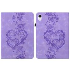 Per iPad 10.2 2021 / Air 10.5 Custodia per tablet intelligente in pelle goffrata Love Hearts (viola)