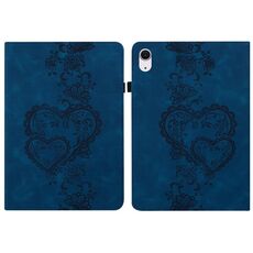 Per iPad 10.2 2021 / Air 10.5 Custodia per tablet intelligente in pelle goffrata Love Hearts (blu scuro)