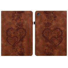 Per iPad mini 5/4/3/2/1 Custodia per tablet in pelle goffrata con cuoricini (marrone)