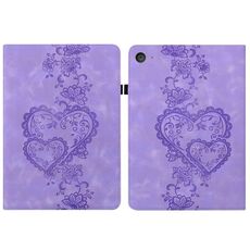 Per iPad mini 5/4/3/2/1 Custodia per tablet in pelle goffrata con cuoricini (viola)