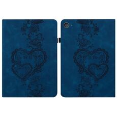 Per iPad mini 5/4/3/2/1 Custodia per tablet in pelle goffrata con cuoricini (blu scuro)