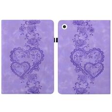 Per iPad Air / Air 2 / 9.7 2017 / 2018 Custodia per tablet intelligente in pelle goffrata con cuoricini (viola)