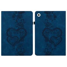 Per iPad Air / Air 2 / 9.7 2017 / 2018 Custodia per tablet intelligente in pelle goffrata con cuoricini (blu scuro)