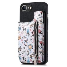Per iPhone 16e Retro Painted Zipper Back Custodia per telefono (nero)