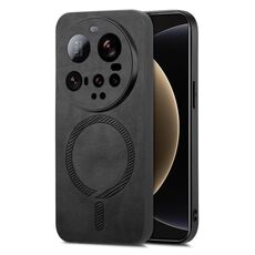 Per Xiaomi 15 Ultra Solid Color Retro Magsafe PU Back Cover Custodia per telefono (Nero)
